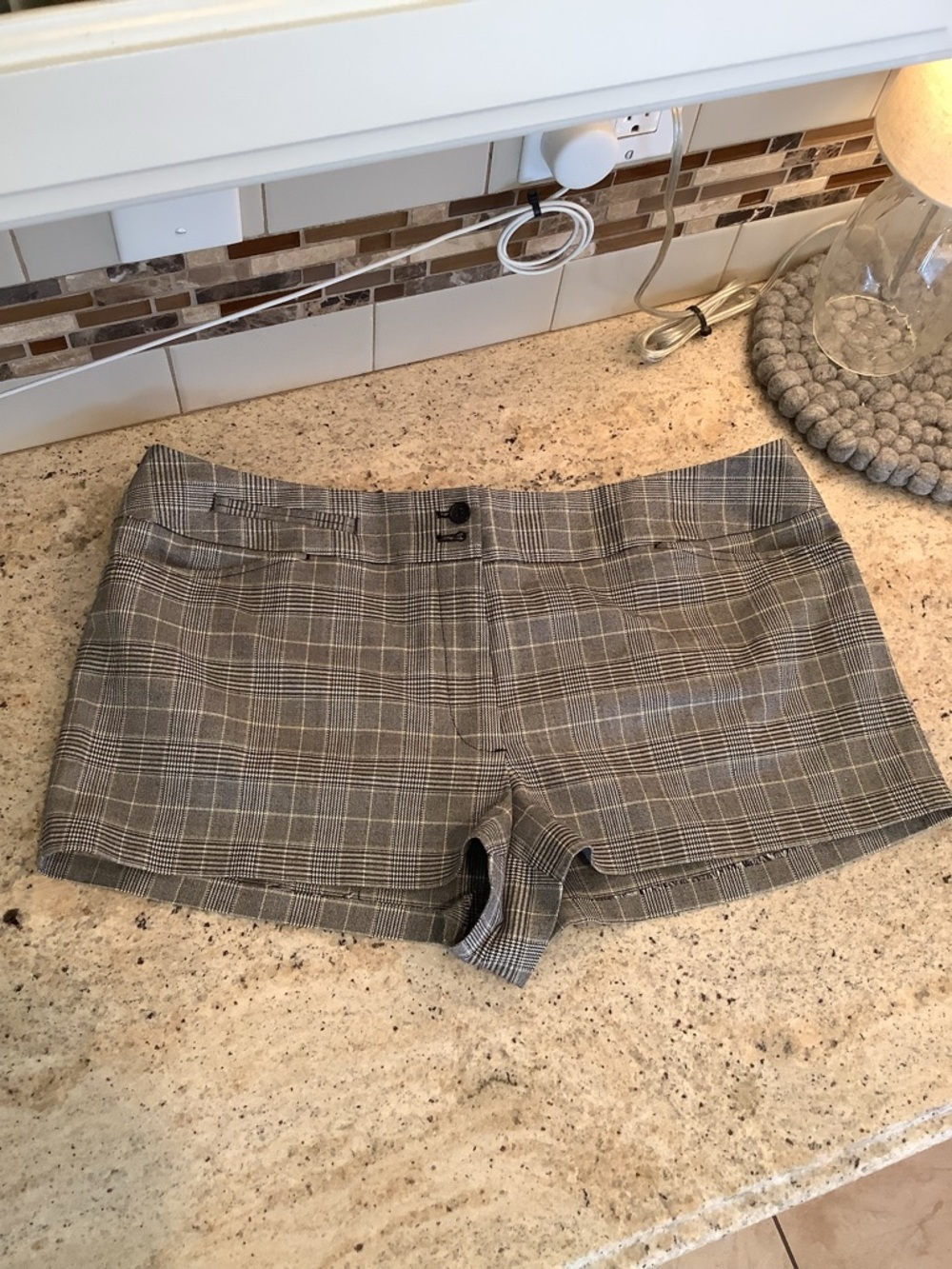 Lane Bryant Plaid High Waist Shorts in Gray Black Size 18